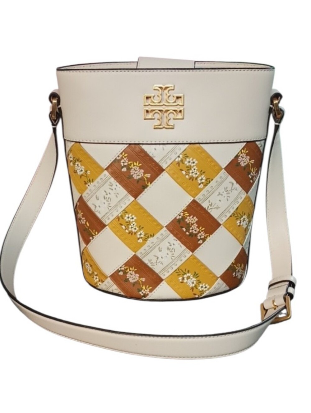 Tory Burch Britten Woven French Vine Ribbon Leather Bucket Bag NWOT'S